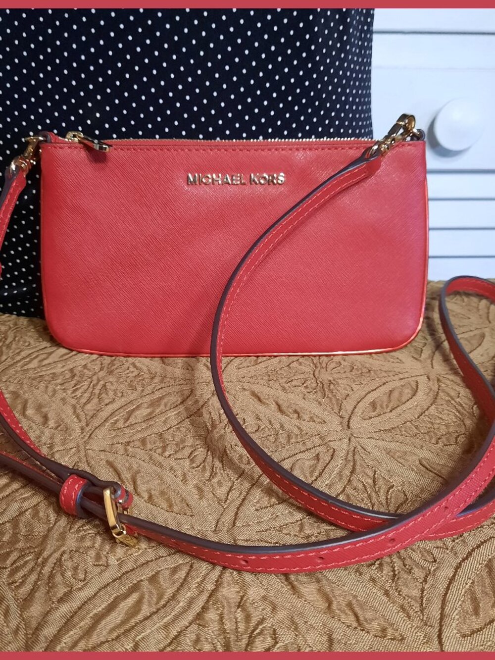 Michael Kors Red Slim Pouchette/Crossbody